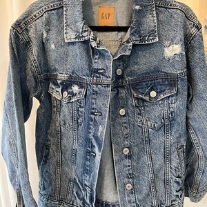 GAP Women's Oversized Distressed Denim Jacket